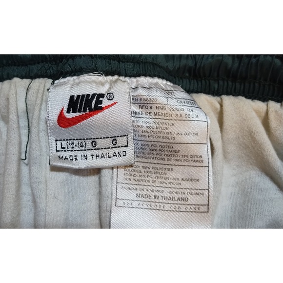VTG Nike Womens Track Pants Green W/ Stripe Windbreaker Lined Joggers Sz L 12-14 - Picture 3 of 8